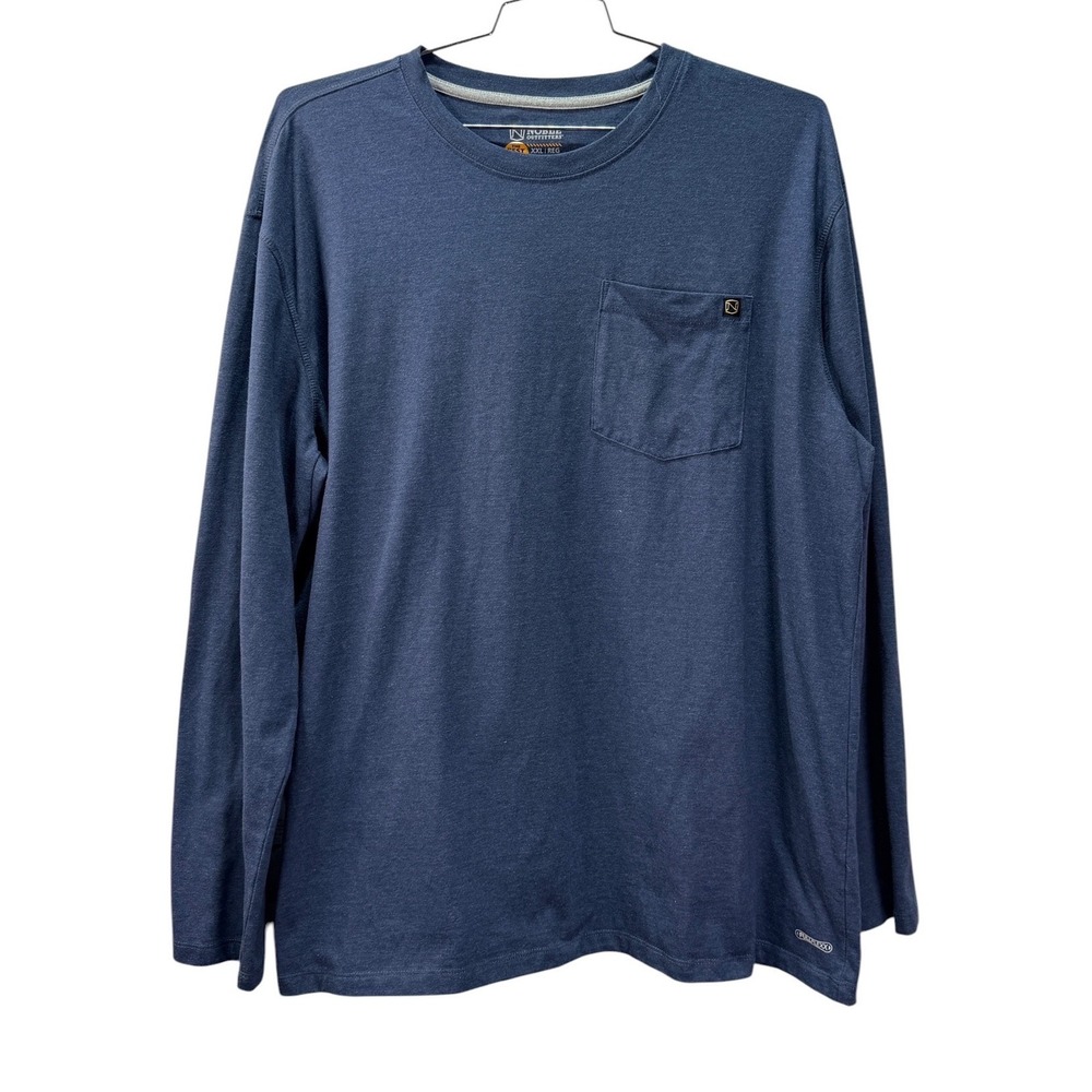 Noble Outfitters Best Dang Work Tee Mens XXL Blue Long Sleeve FullFlexx Pocket